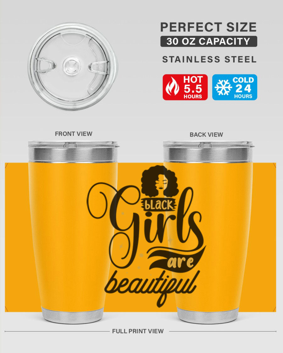 Black Girls Are Beautiful Style 58# Tumbler in stainless steel with vibrant design, perfect for hot and cold beverages.