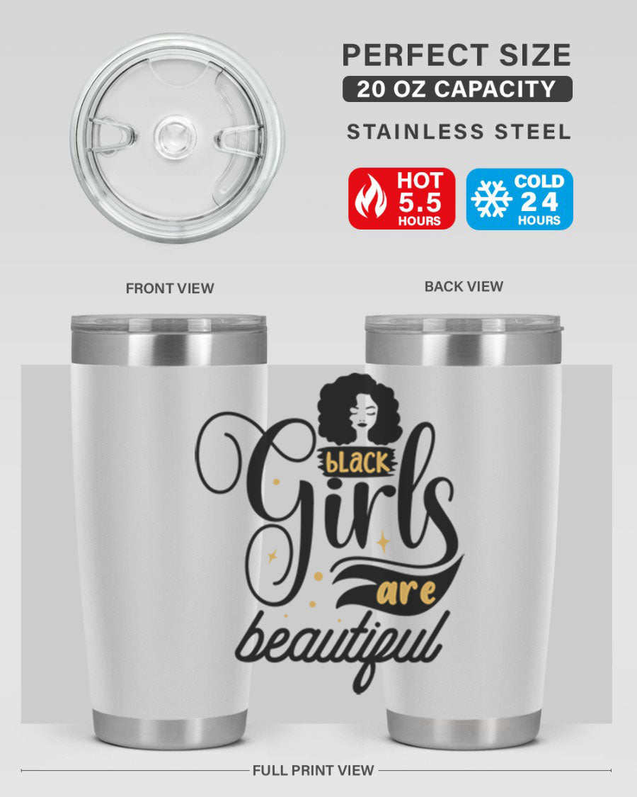 Black Girls Are Beautiful Style 58# Tumbler in stainless steel with vibrant design, perfect for hot and cold beverages.