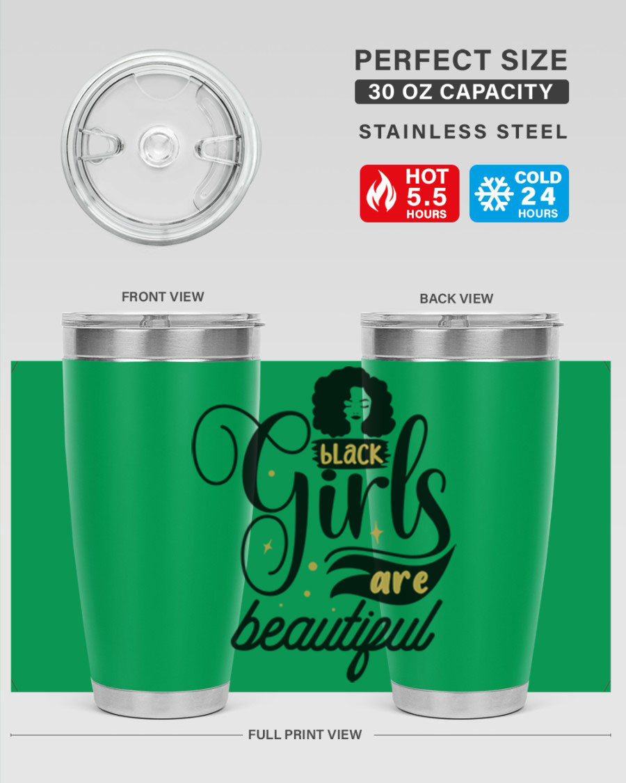 Black Girls Are Beautiful Style 58# Tumbler in stainless steel with vibrant design, perfect for hot and cold beverages.