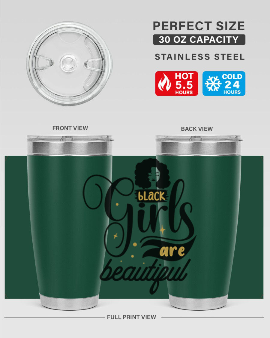 Black Girls Are Beautiful Style 58# Tumbler in stainless steel with vibrant design, perfect for hot and cold beverages.