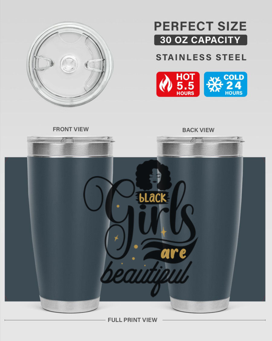 Black Girls Are Beautiful Style 58# Tumbler in stainless steel with vibrant design, perfect for hot and cold beverages.