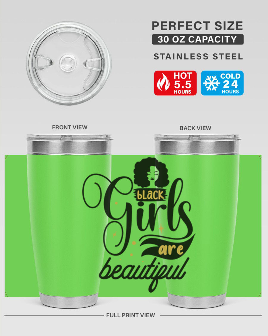 Black Girls Are Beautiful Style 58# Tumbler in stainless steel with vibrant design, perfect for hot and cold beverages.