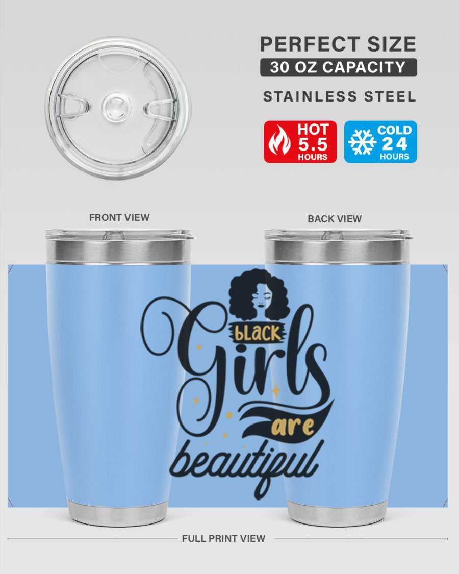 Black Girls Are Beautiful Style 58# Tumbler in stainless steel with vibrant design, perfect for hot and cold beverages.