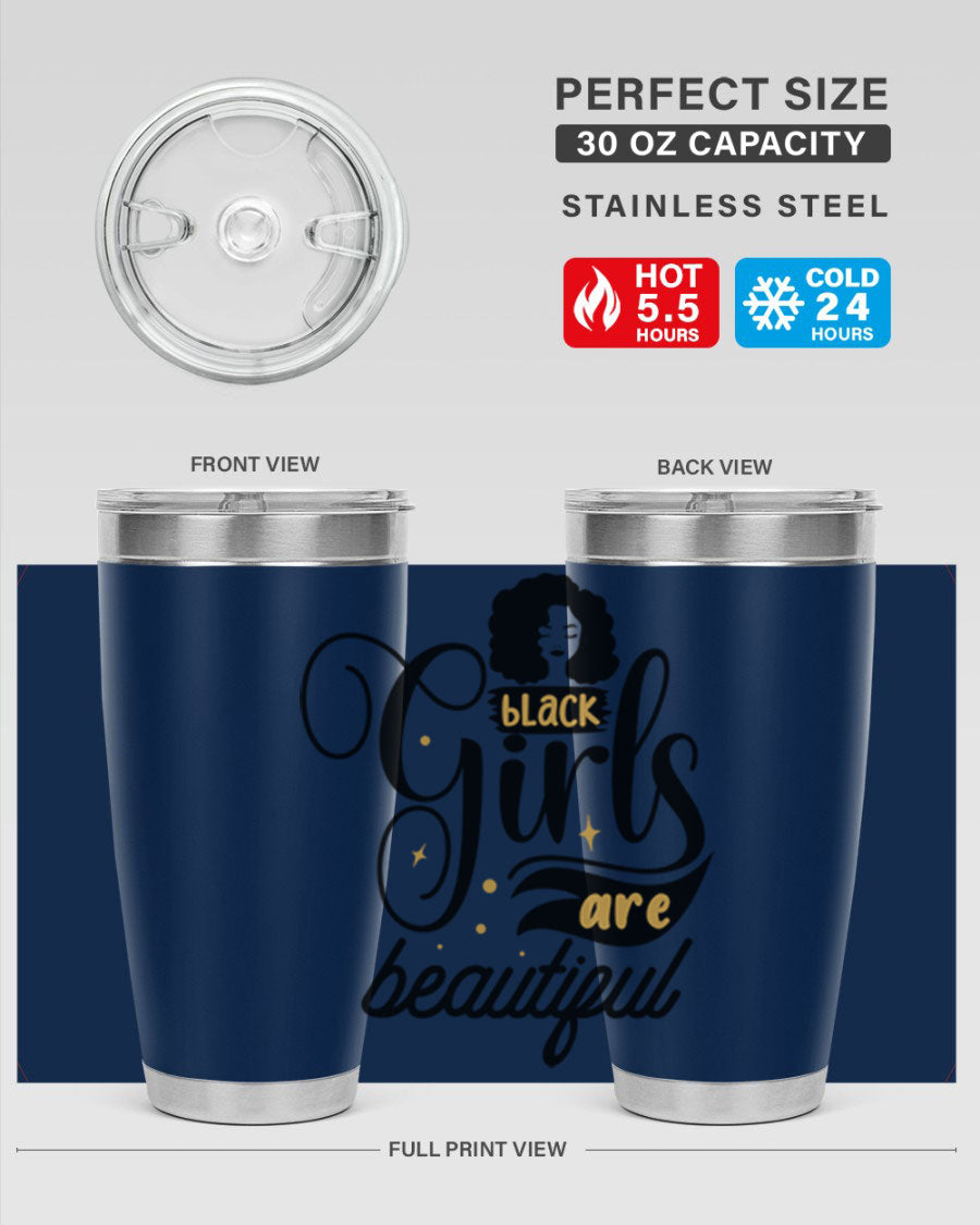 Black Girls Are Beautiful Style 58# Tumbler in stainless steel with vibrant design, perfect for hot and cold beverages.