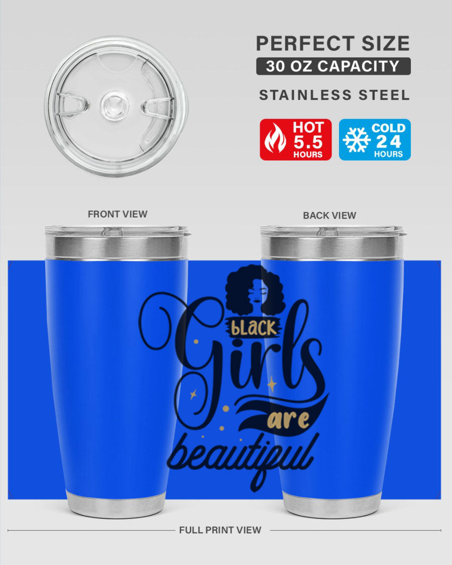 Black Girls Are Beautiful Style 58# Tumbler in stainless steel with vibrant design, perfect for hot and cold beverages.