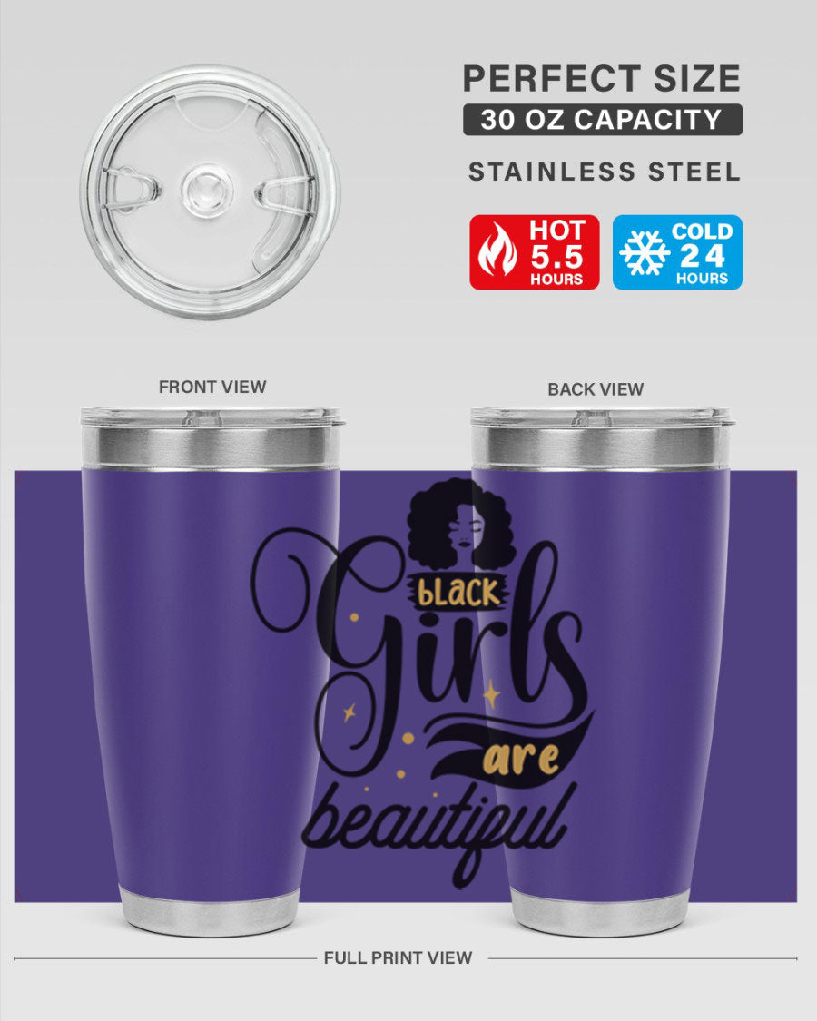 Black Girls Are Beautiful Style 58# Tumbler in stainless steel with vibrant design, perfect for hot and cold beverages.
