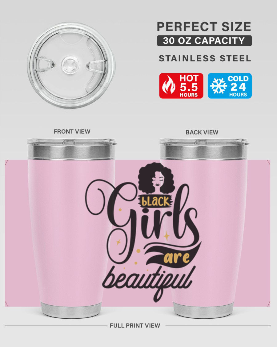Black Girls Are Beautiful Style 58# Tumbler in stainless steel with vibrant design, perfect for hot and cold beverages.