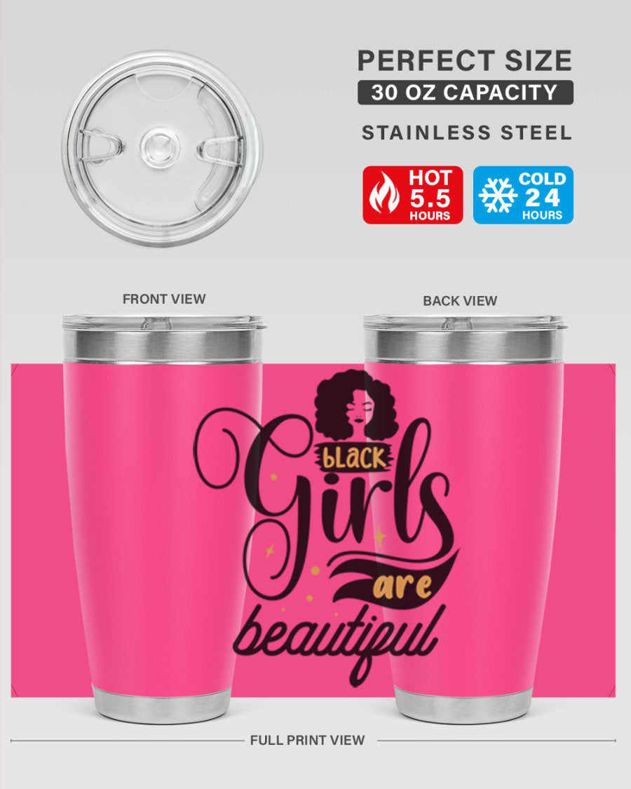 Black Girls Are Beautiful Style 58# Tumbler in stainless steel with vibrant design, perfect for hot and cold beverages.