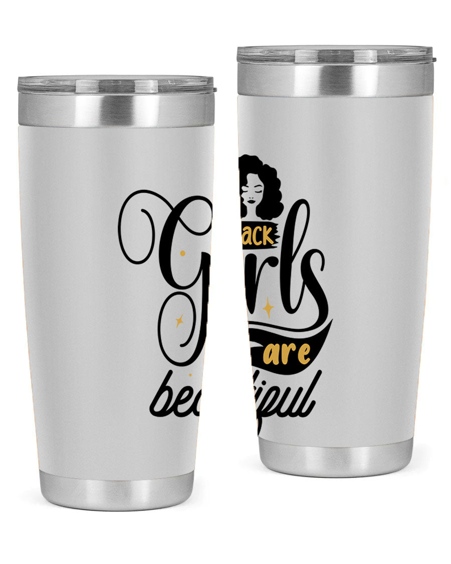 Black Girls Are Beautiful Style 58# Tumbler in stainless steel with vibrant design, perfect for hot and cold beverages.