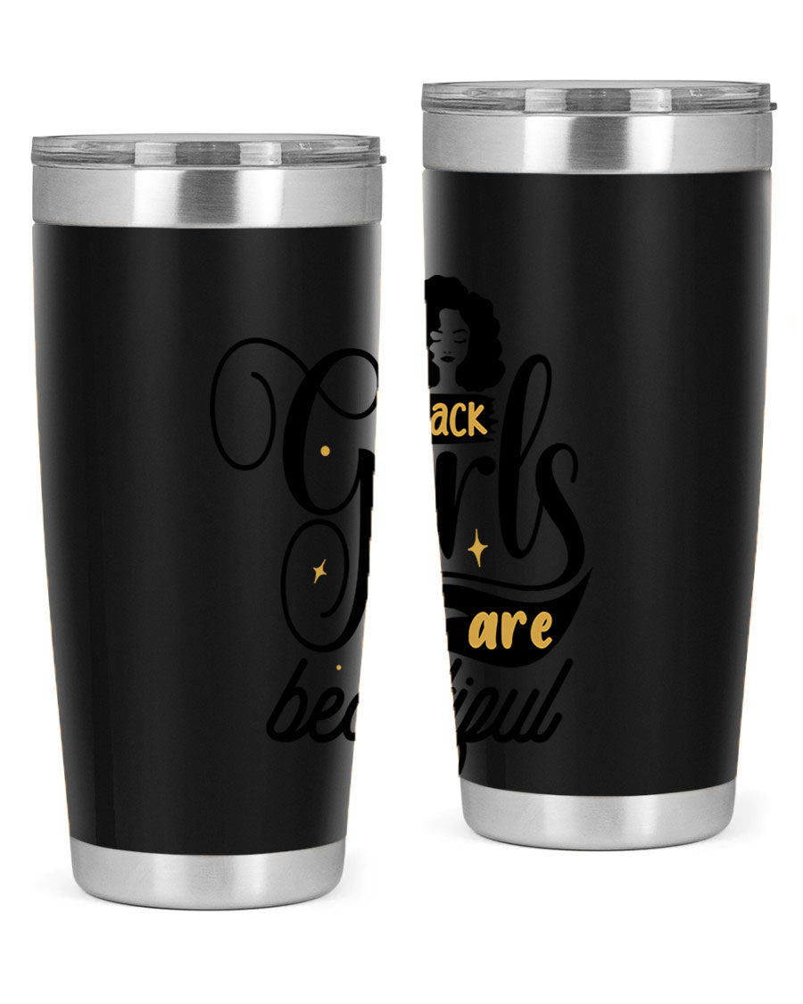 Black Girls Are Beautiful Style 58# Tumbler in stainless steel with vibrant design, perfect for hot and cold beverages.
