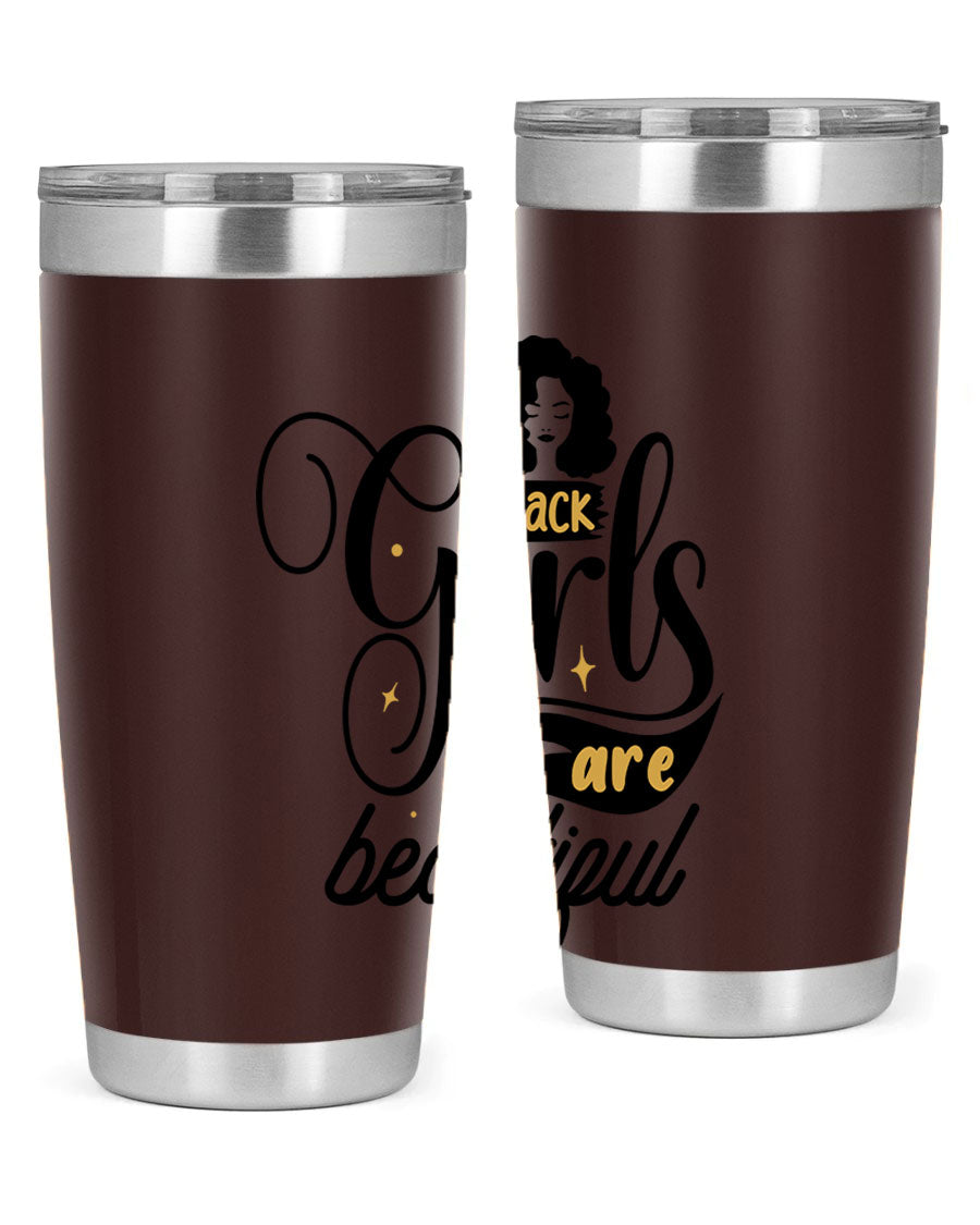 Black Girls Are Beautiful Style 58# Tumbler in stainless steel with vibrant design, perfect for hot and cold beverages.
