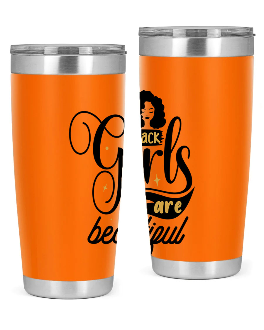 Black Girls Are Beautiful Style 58# Tumbler in stainless steel with vibrant design, perfect for hot and cold beverages.