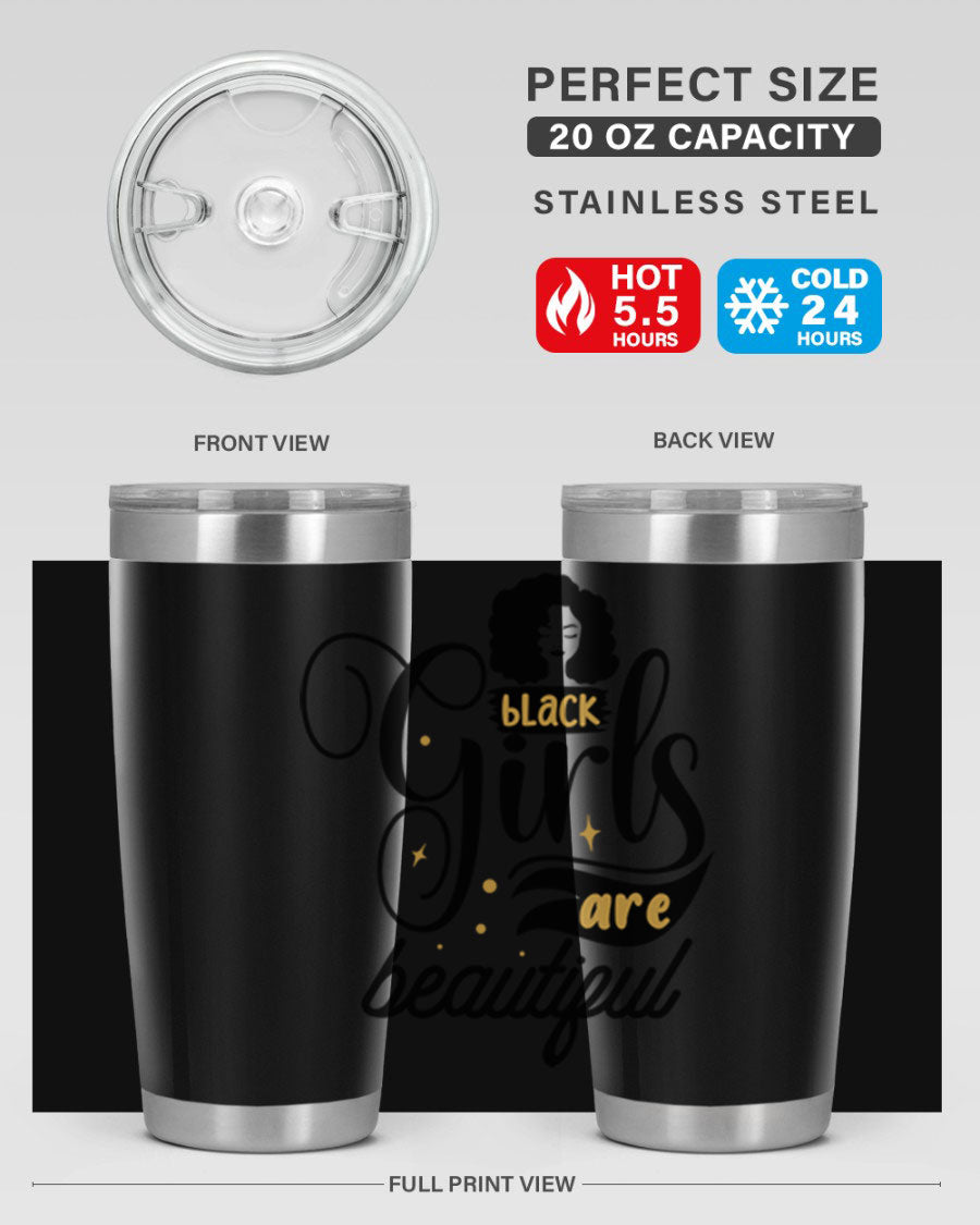 Black Girls Are Beautiful Style 58# Tumbler in stainless steel with vibrant design, perfect for hot and cold beverages.