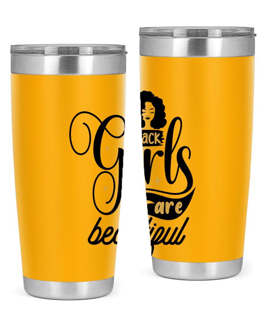 Black Girls Are Beautiful Style 58# Tumbler in stainless steel with vibrant design, perfect for hot and cold beverages.