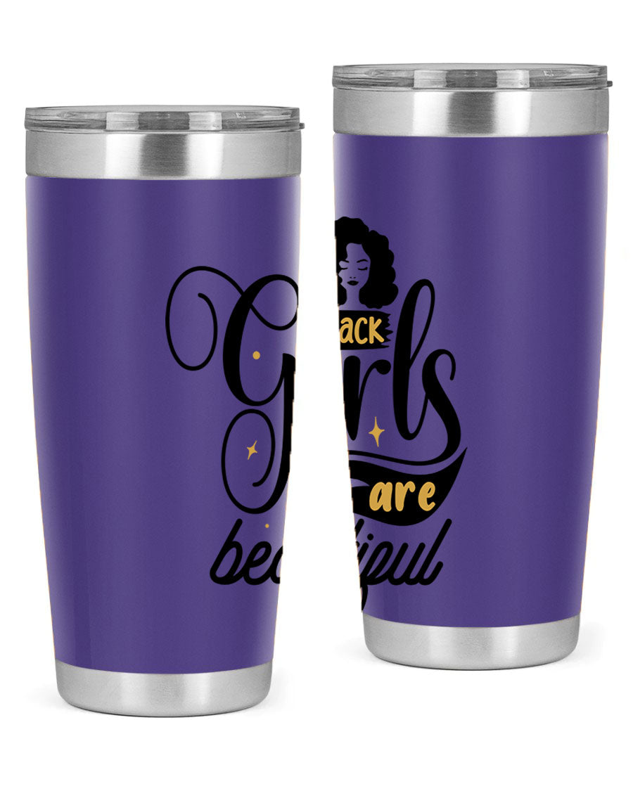 Black Girls Are Beautiful Style 58# Tumbler in stainless steel with vibrant design, perfect for hot and cold beverages.