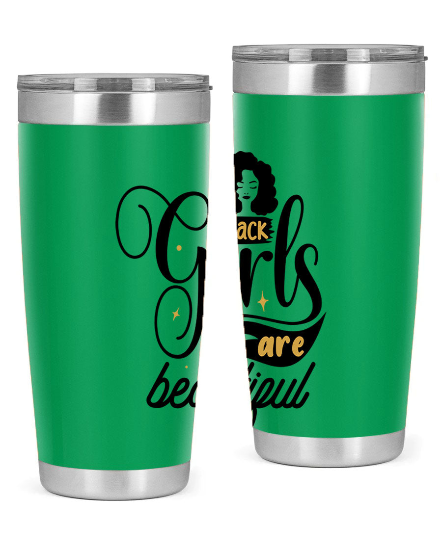 Black Girls Are Beautiful Style 58# Tumbler in stainless steel with vibrant design, perfect for hot and cold beverages.