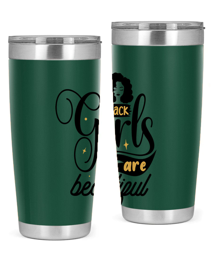 Black Girls Are Beautiful Style 58# Tumbler in stainless steel with vibrant design, perfect for hot and cold beverages.