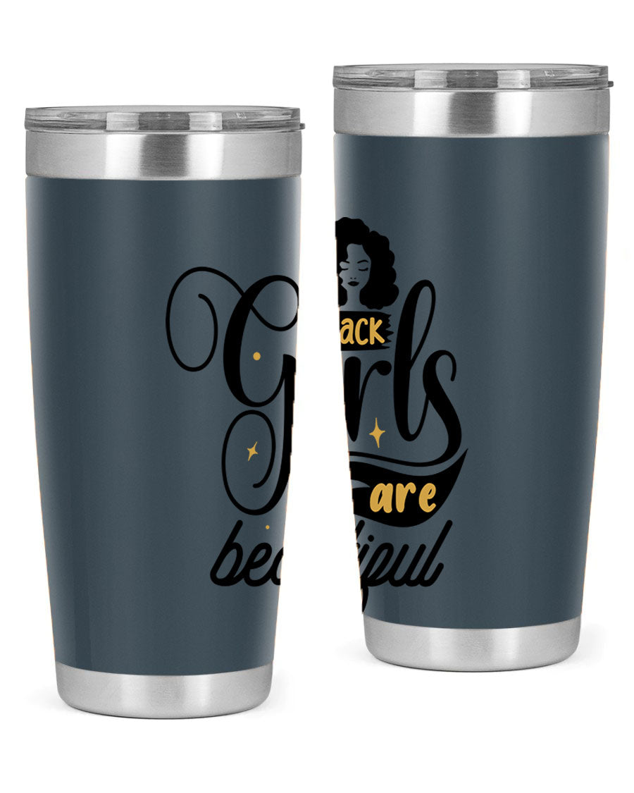 Black Girls Are Beautiful Style 58# Tumbler in stainless steel with vibrant design, perfect for hot and cold beverages.