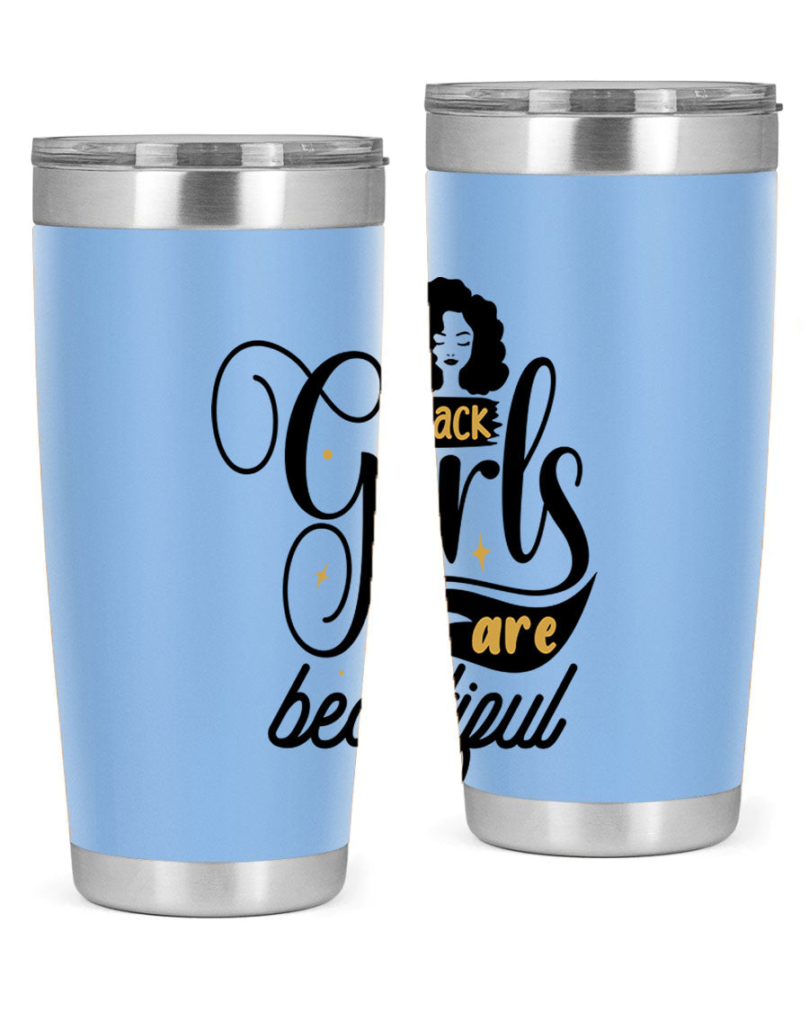 Black Girls Are Beautiful Style 58# Tumbler in stainless steel with vibrant design, perfect for hot and cold beverages.