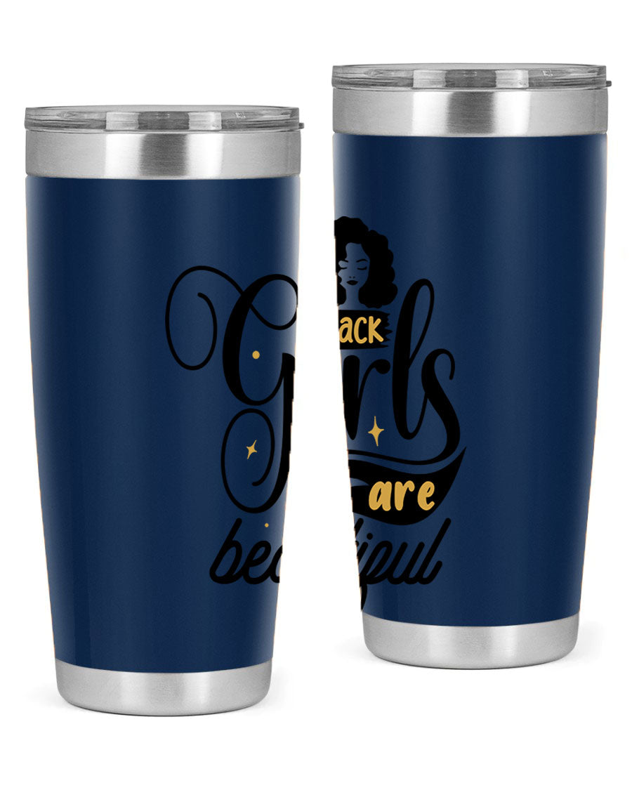 Black Girls Are Beautiful Style 58# Tumbler in stainless steel with vibrant design, perfect for hot and cold beverages.