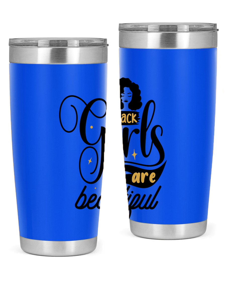 Black Girls Are Beautiful Style 58# Tumbler in stainless steel with vibrant design, perfect for hot and cold beverages.