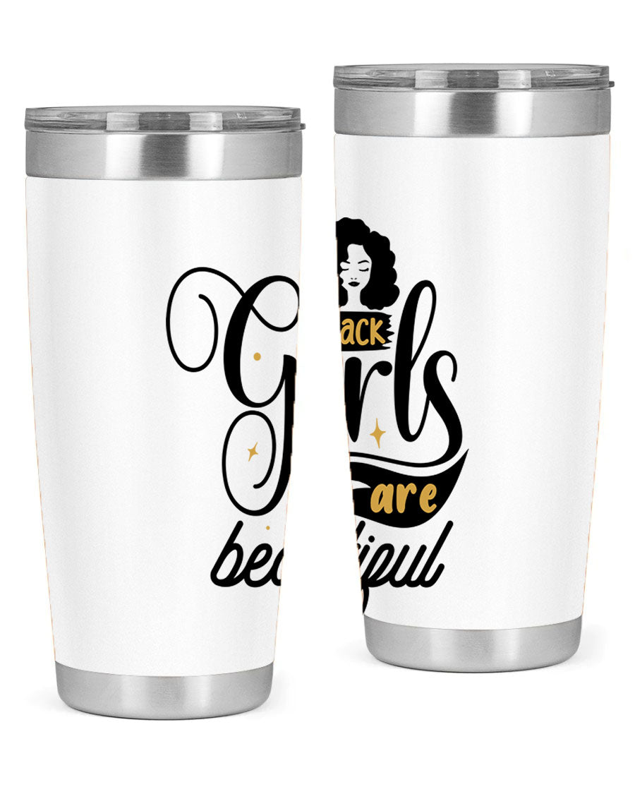 Black Girls Are Beautiful Style 58# Tumbler in stainless steel with vibrant design, perfect for hot and cold beverages.