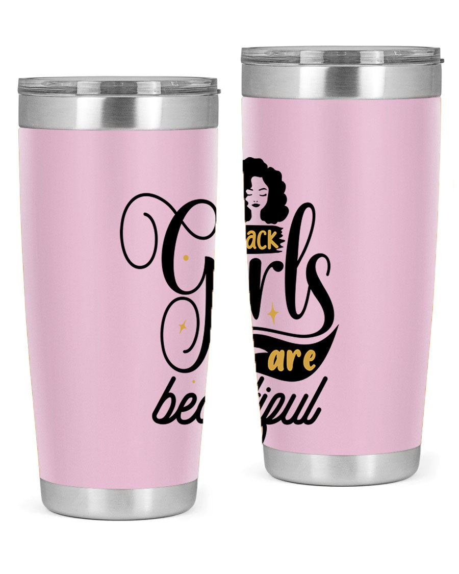 Black Girls Are Beautiful Style 58# Tumbler in stainless steel with vibrant design, perfect for hot and cold beverages.