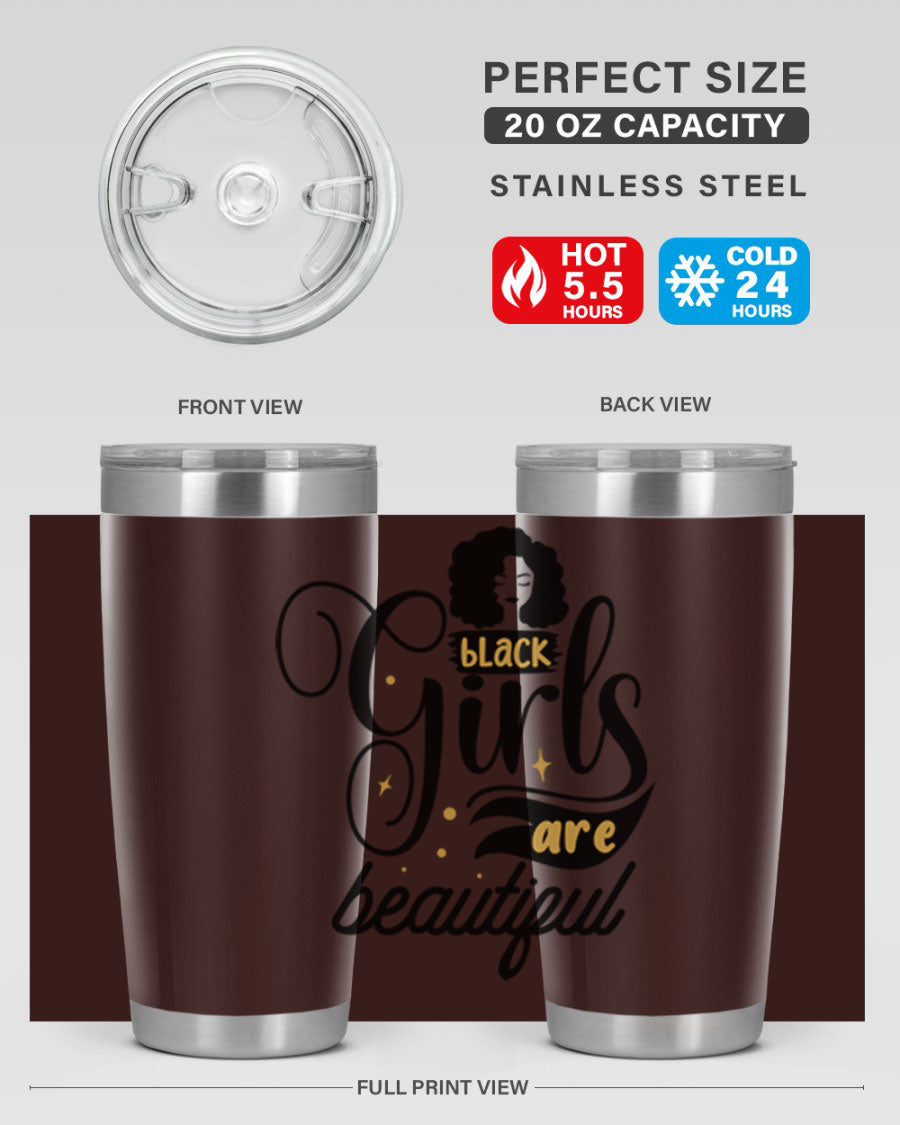 Black Girls Are Beautiful Style 58# Tumbler in stainless steel with vibrant design, perfect for hot and cold beverages.