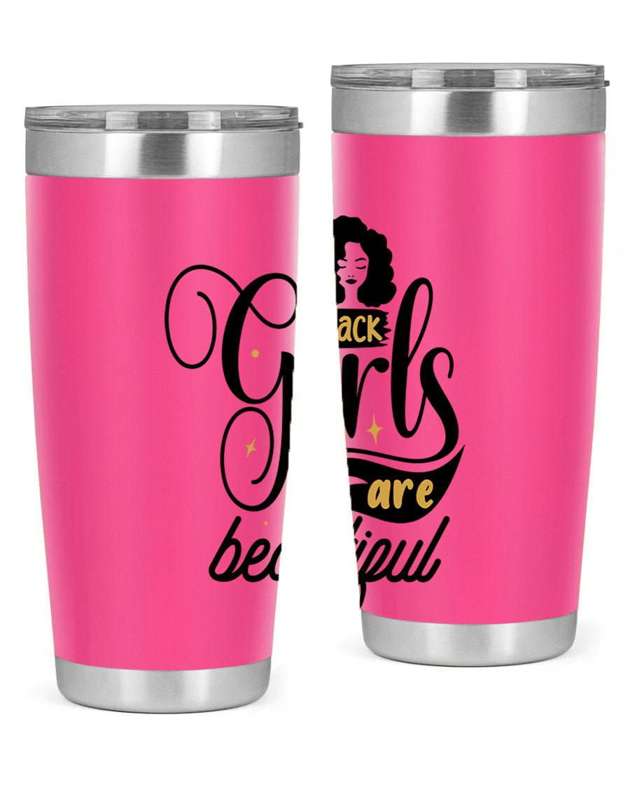 Black Girls Are Beautiful Style 58# Tumbler in stainless steel with vibrant design, perfect for hot and cold beverages.