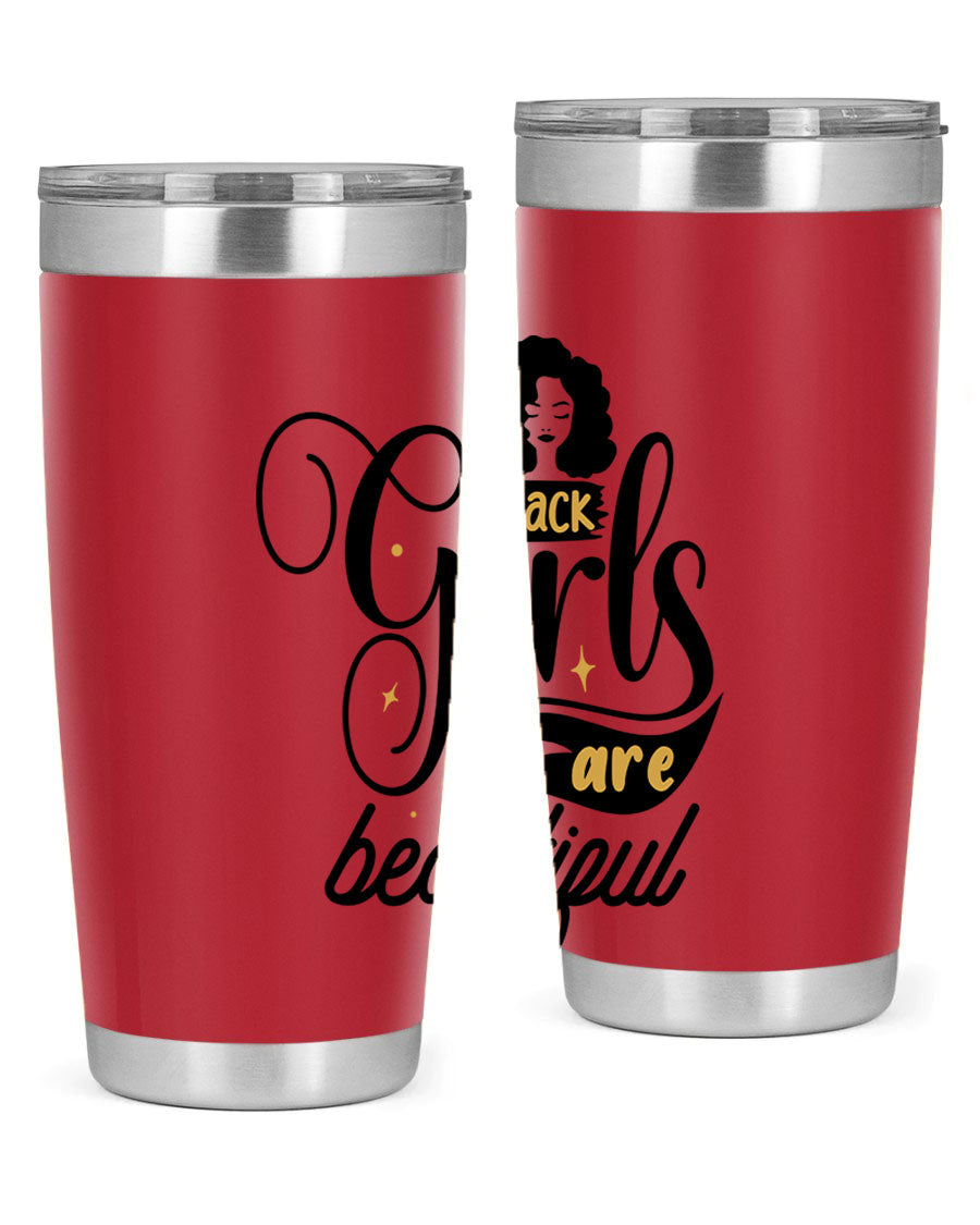 Black Girls Are Beautiful Style 58# Tumbler in stainless steel with vibrant design, perfect for hot and cold beverages.