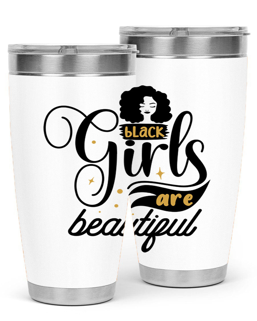 Black Girls Are Beautiful Style 58# Tumbler in stainless steel with vibrant design, perfect for hot and cold beverages.