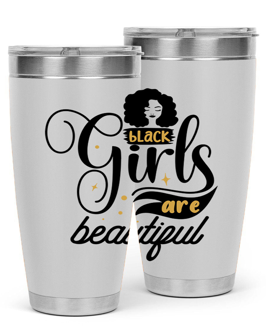 Black Girls Are Beautiful Style 58# Tumbler in stainless steel with vibrant design, perfect for hot and cold beverages.