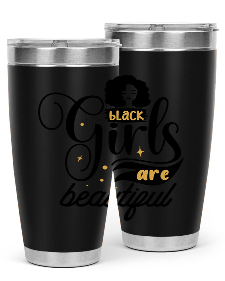 Black Girls Are Beautiful Style 58# Tumbler in stainless steel with vibrant design, perfect for hot and cold beverages.