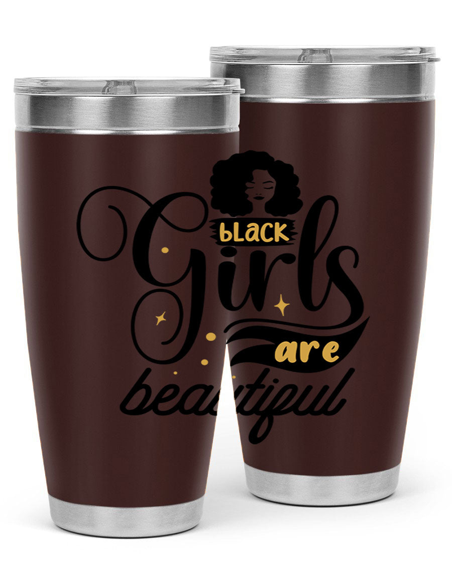 Black Girls Are Beautiful Style 58# Tumbler in stainless steel with vibrant design, perfect for hot and cold beverages.