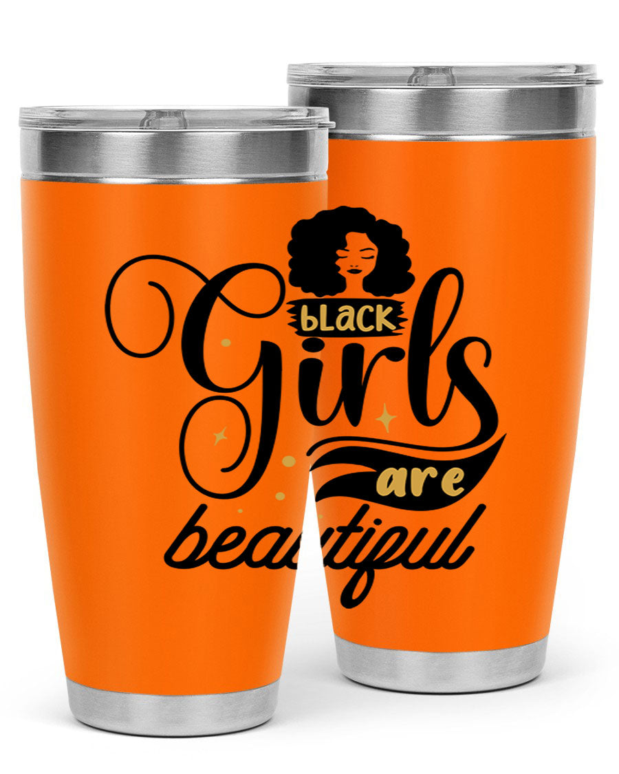 Black Girls Are Beautiful Style 58# Tumbler in stainless steel with vibrant design, perfect for hot and cold beverages.