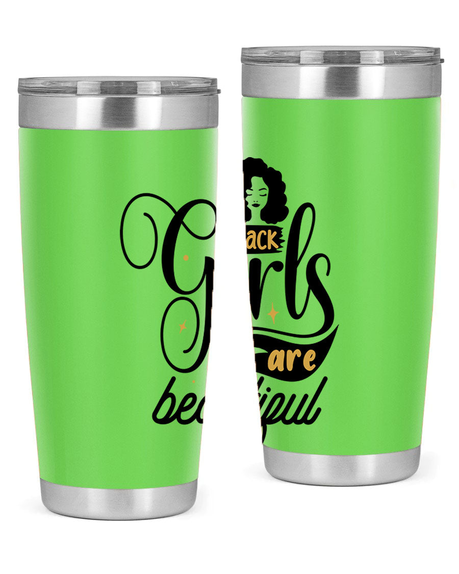 Black Girls Are Beautiful Style 58# Tumbler in stainless steel with vibrant design, perfect for hot and cold beverages.
