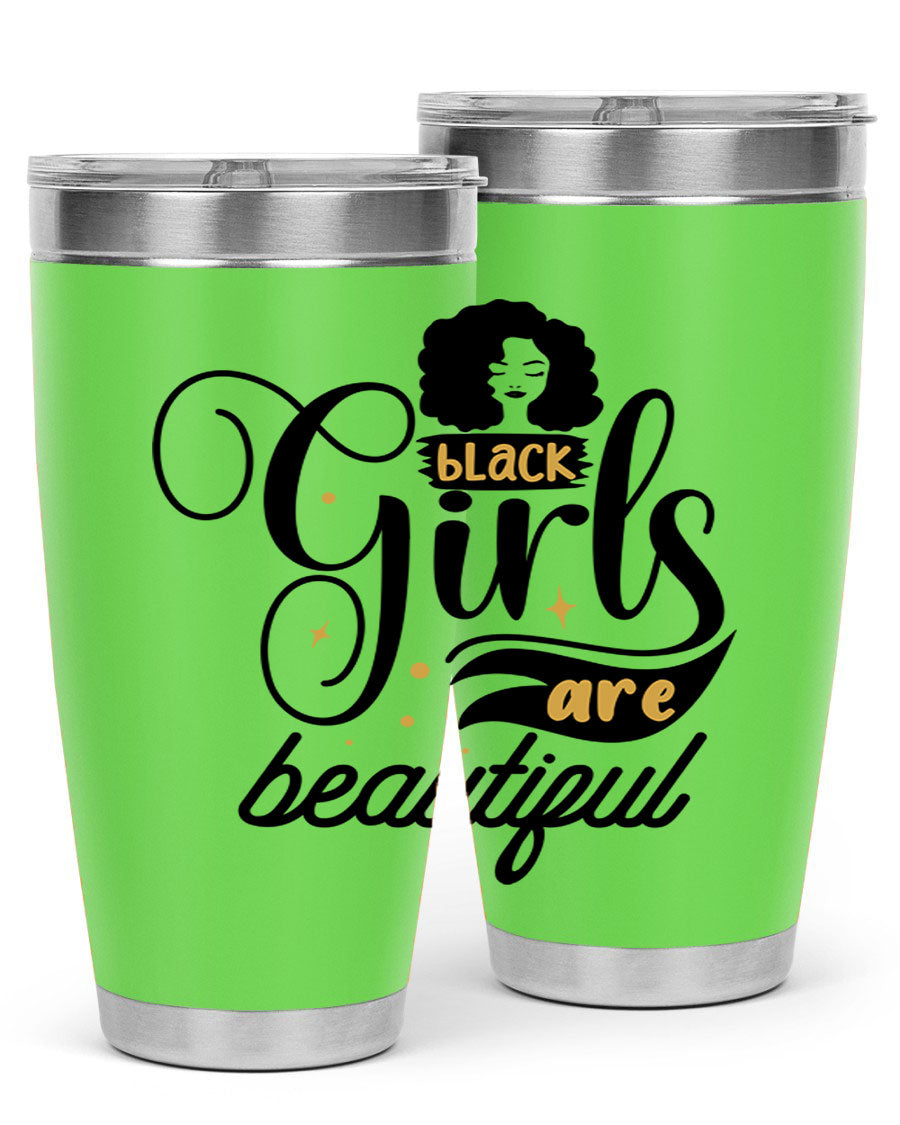 Black Girls Are Beautiful Style 58# Tumbler in stainless steel with vibrant design, perfect for hot and cold beverages.