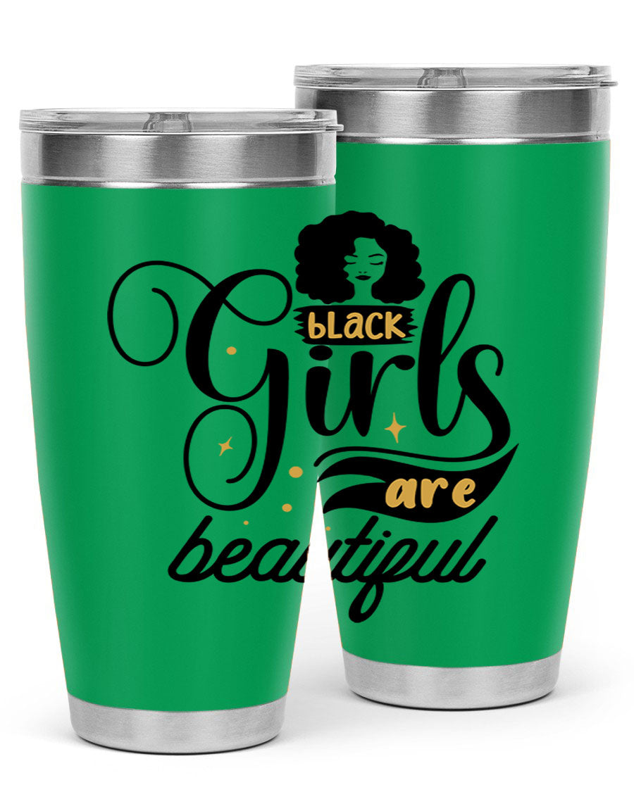 Black Girls Are Beautiful Style 58# Tumbler in stainless steel with vibrant design, perfect for hot and cold beverages.