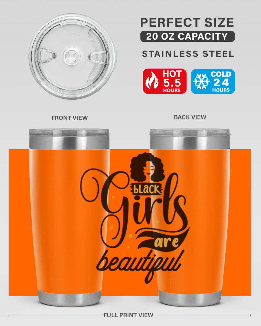Black Girls Are Beautiful Style 58# Tumbler in stainless steel with vibrant design, perfect for hot and cold beverages.