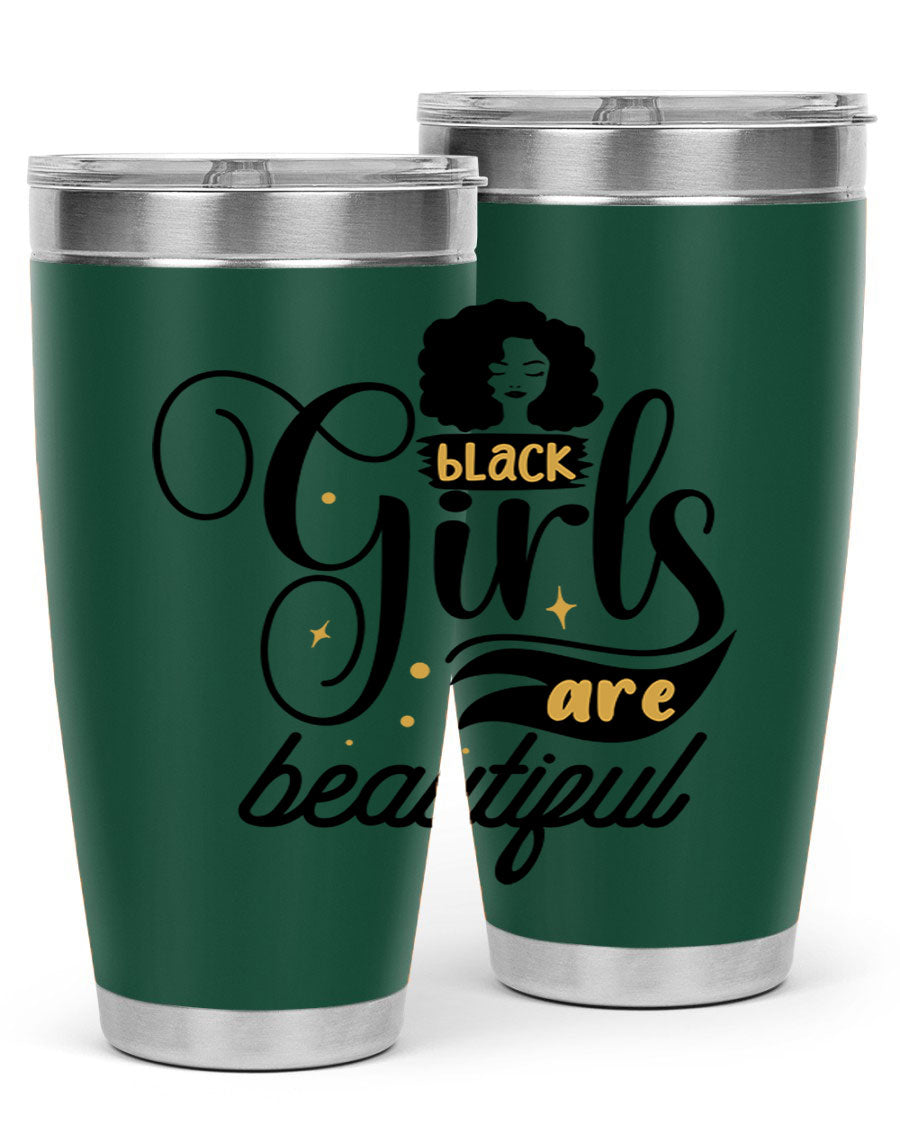 Black Girls Are Beautiful Style 58# Tumbler in stainless steel with vibrant design, perfect for hot and cold beverages.