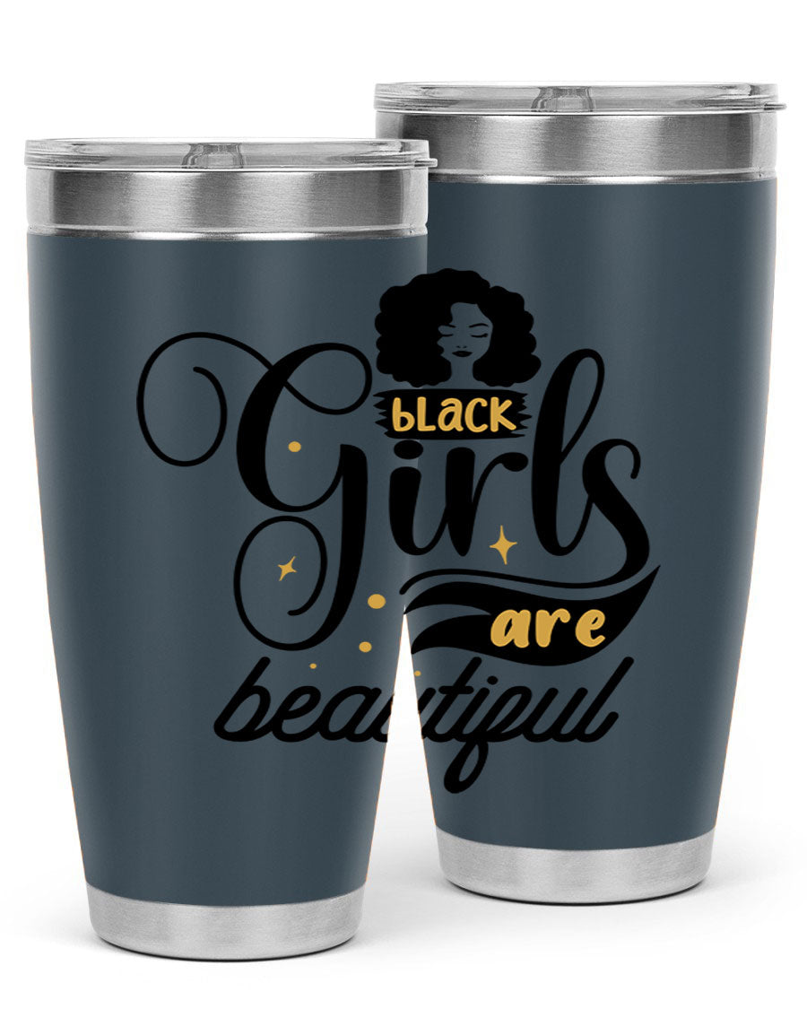 Black Girls Are Beautiful Style 58# Tumbler in stainless steel with vibrant design, perfect for hot and cold beverages.