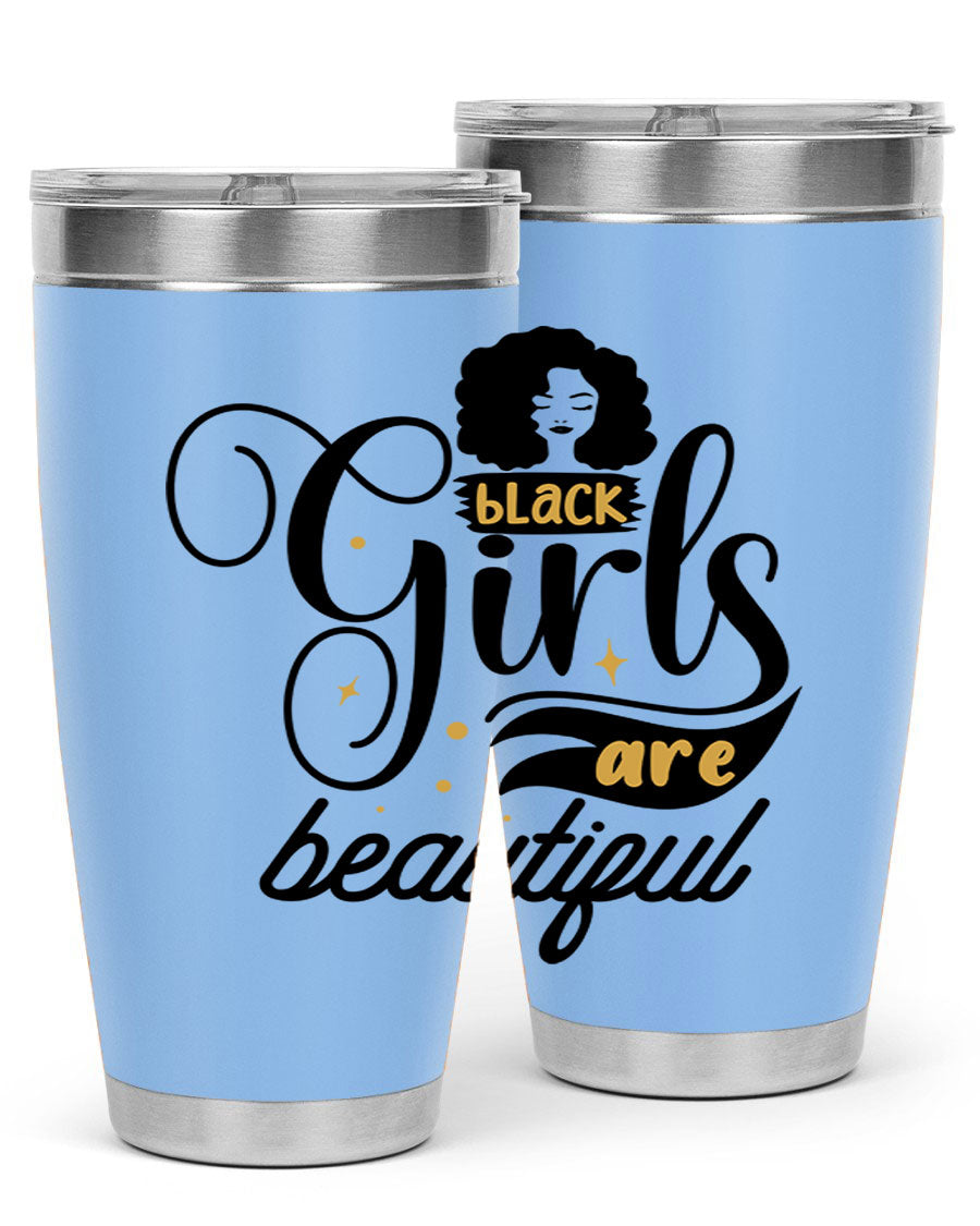 Black Girls Are Beautiful Style 58# Tumbler in stainless steel with vibrant design, perfect for hot and cold beverages.
