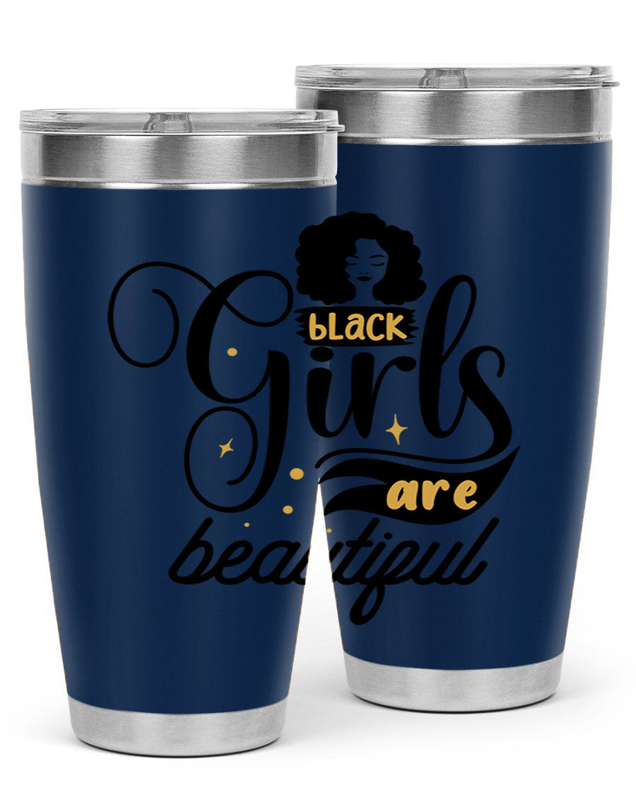 Black Girls Are Beautiful Style 58# Tumbler in stainless steel with vibrant design, perfect for hot and cold beverages.