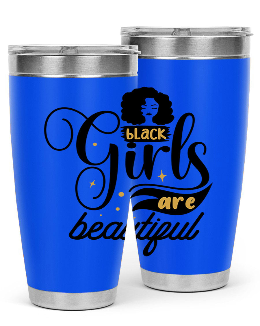 Black Girls Are Beautiful Style 58# Tumbler in stainless steel with vibrant design, perfect for hot and cold beverages.