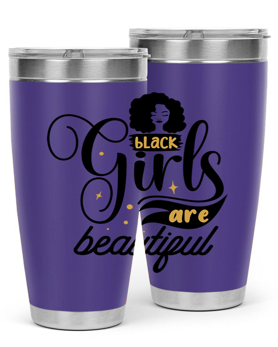 Black Girls Are Beautiful Style 58# Tumbler in stainless steel with vibrant design, perfect for hot and cold beverages.