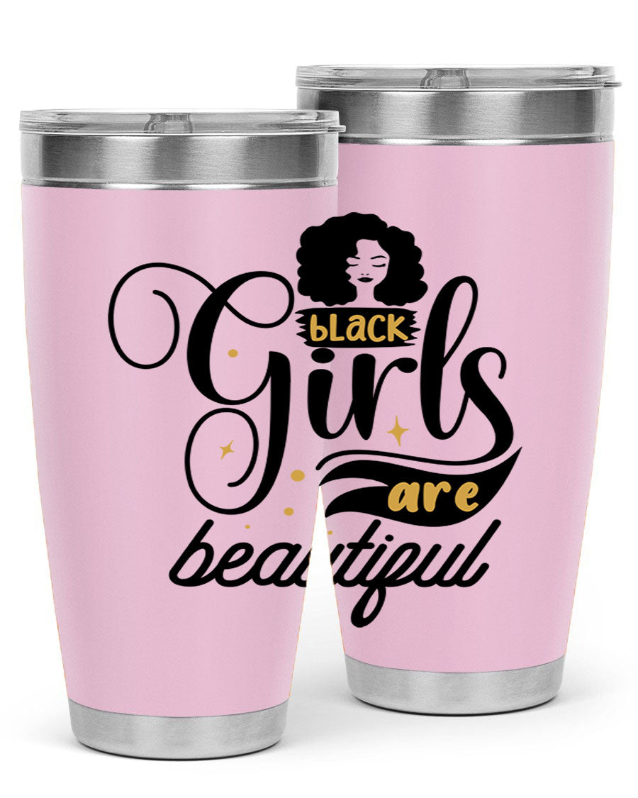 Black Girls Are Beautiful Style 58# Tumbler in stainless steel with vibrant design, perfect for hot and cold beverages.