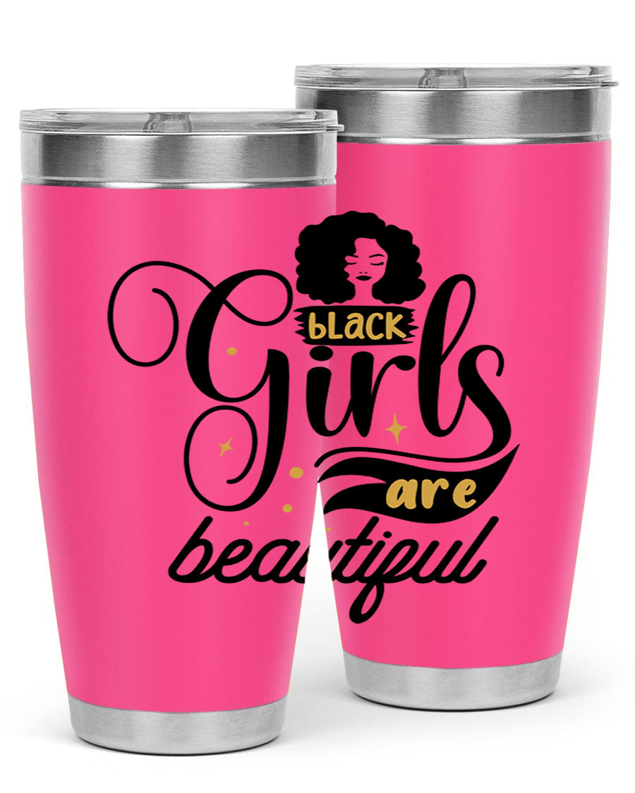 Black Girls Are Beautiful Style 58# Tumbler in stainless steel with vibrant design, perfect for hot and cold beverages.