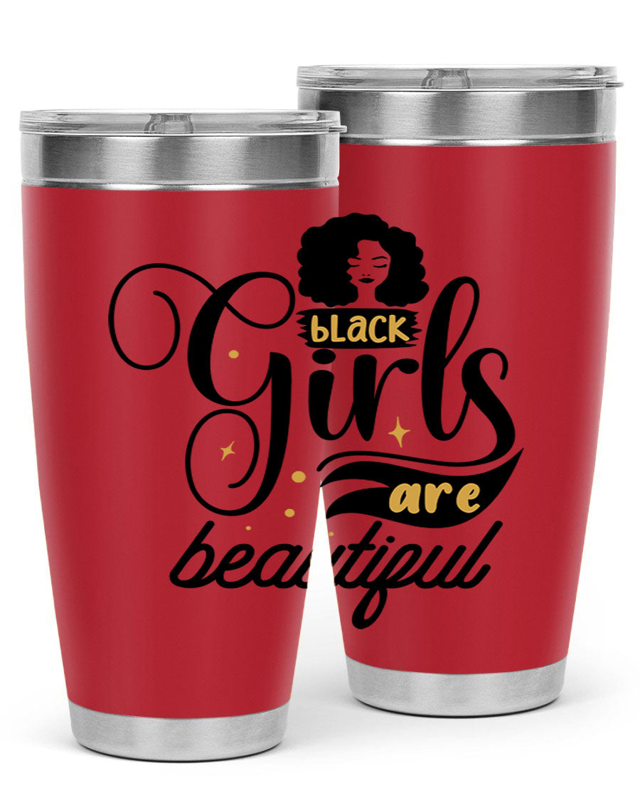 Black Girls Are Beautiful Style 58# Tumbler in stainless steel with vibrant design, perfect for hot and cold beverages.