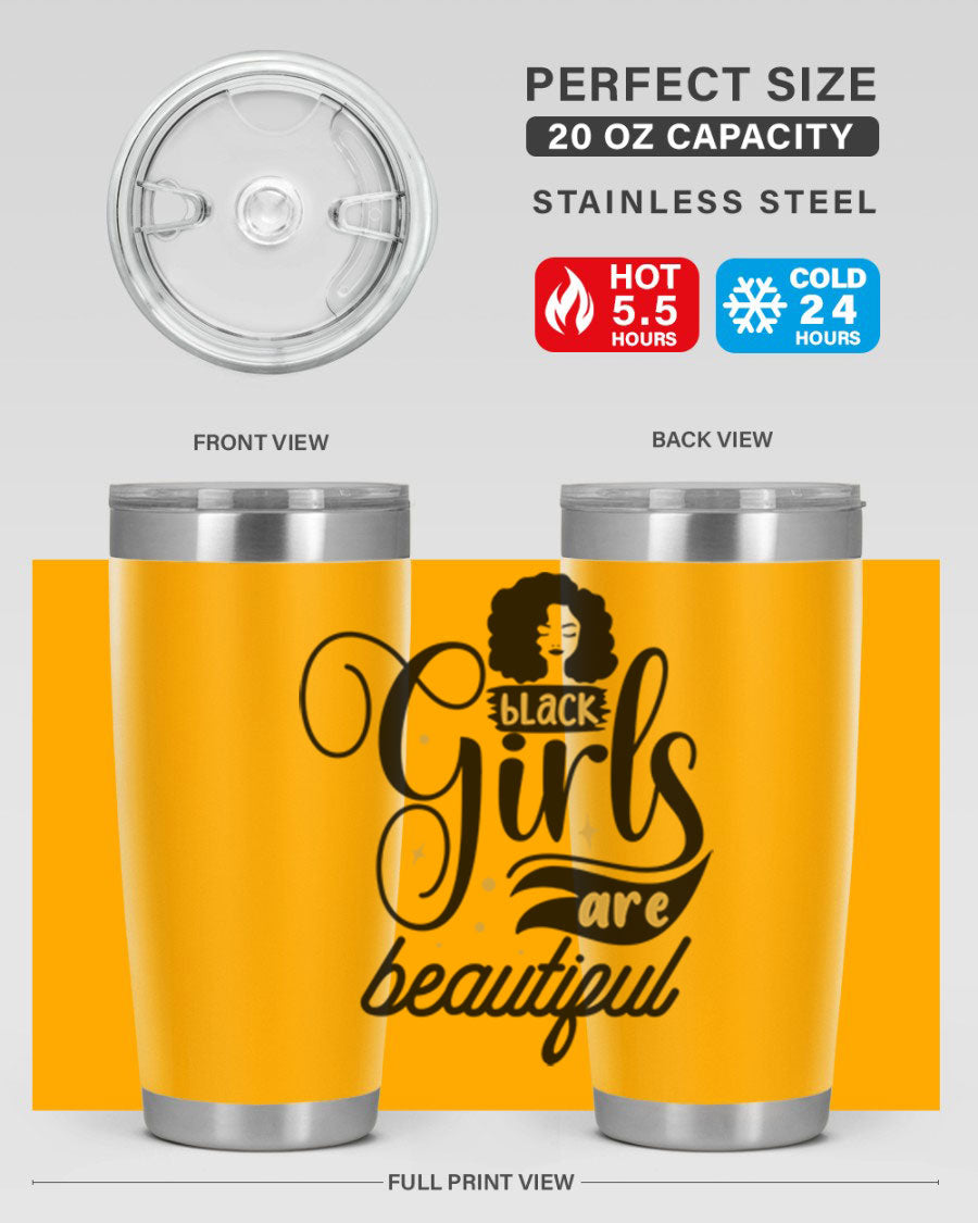 Black Girls Are Beautiful Style 58# Tumbler in stainless steel with vibrant design, perfect for hot and cold beverages.