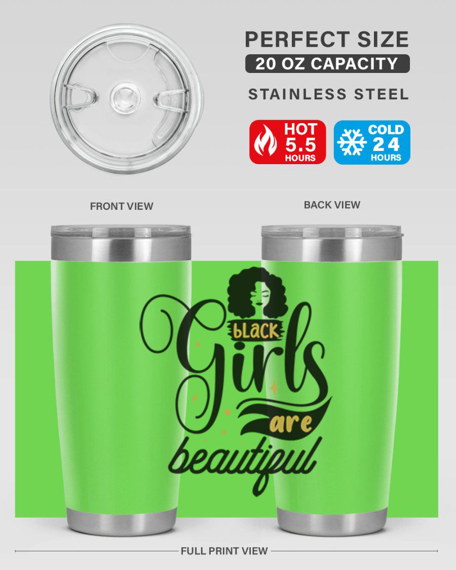 Black Girls Are Beautiful Style 58# Tumbler in stainless steel with vibrant design, perfect for hot and cold beverages.